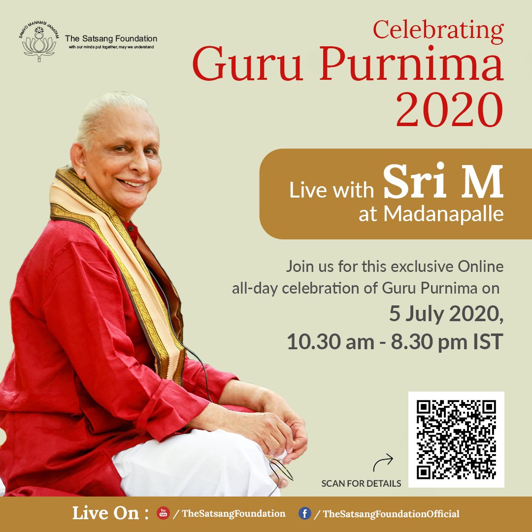Guru Purnima with Sri M - Programme on 5 July 2020 - The Satsang ...